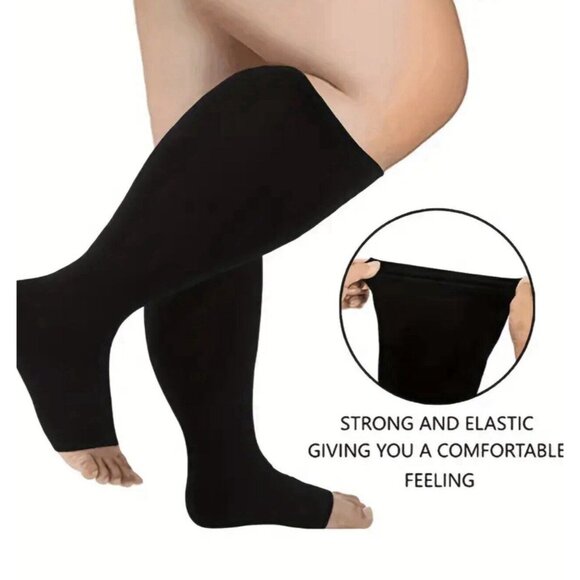 Compression Socks Leg Support Unisex Open Toe Knee Stockings Long Sleeves - Picture 8 of 8